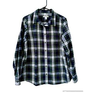 L.L. Bean Women's Scotch Plaid Flannel Shirt Slightly Fitted Large
